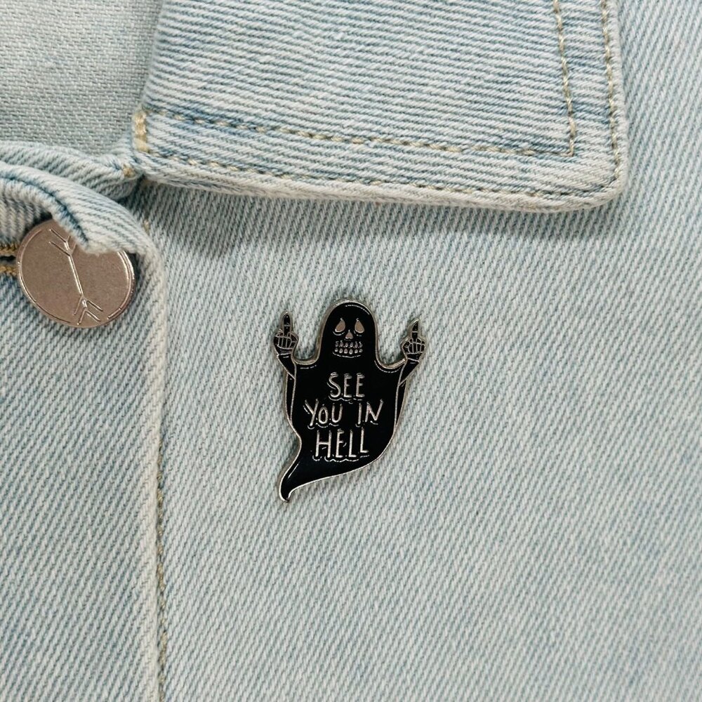✨See You in Hell Enamel Pin Halloween Horror Goth Victorian Witch Altar Satan ✨